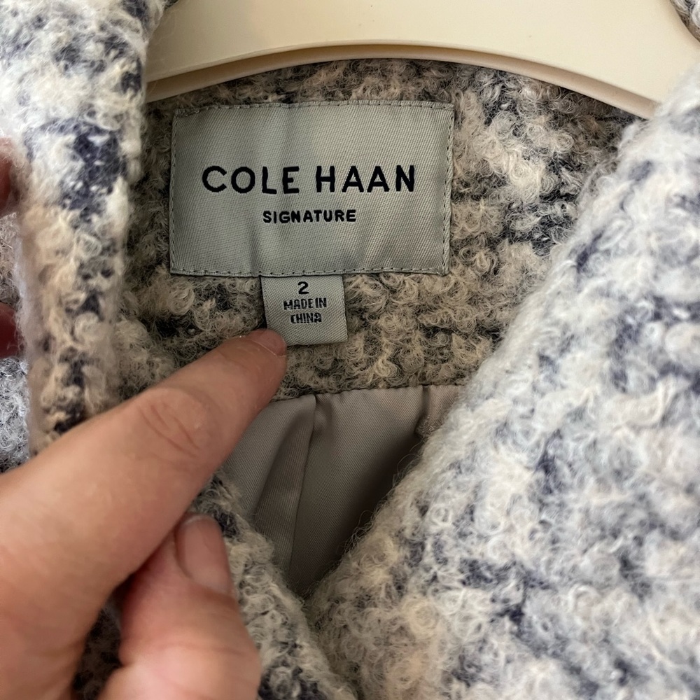 Cole Haan Women’s Signature Asymmetrical Walker Coat Marled Grey Coat - Picture 5 of 6